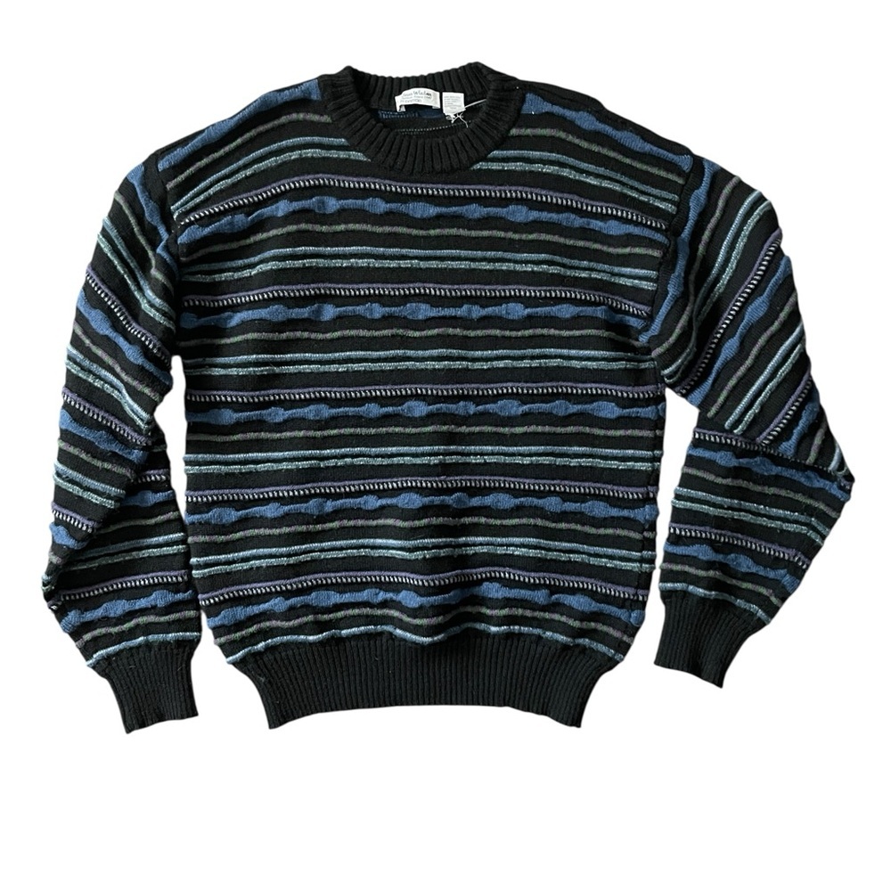 Vintage 90s pure Wool  knit sweater Steven Windson by Damon Coogi-inspired LG - Picture 2 of 7